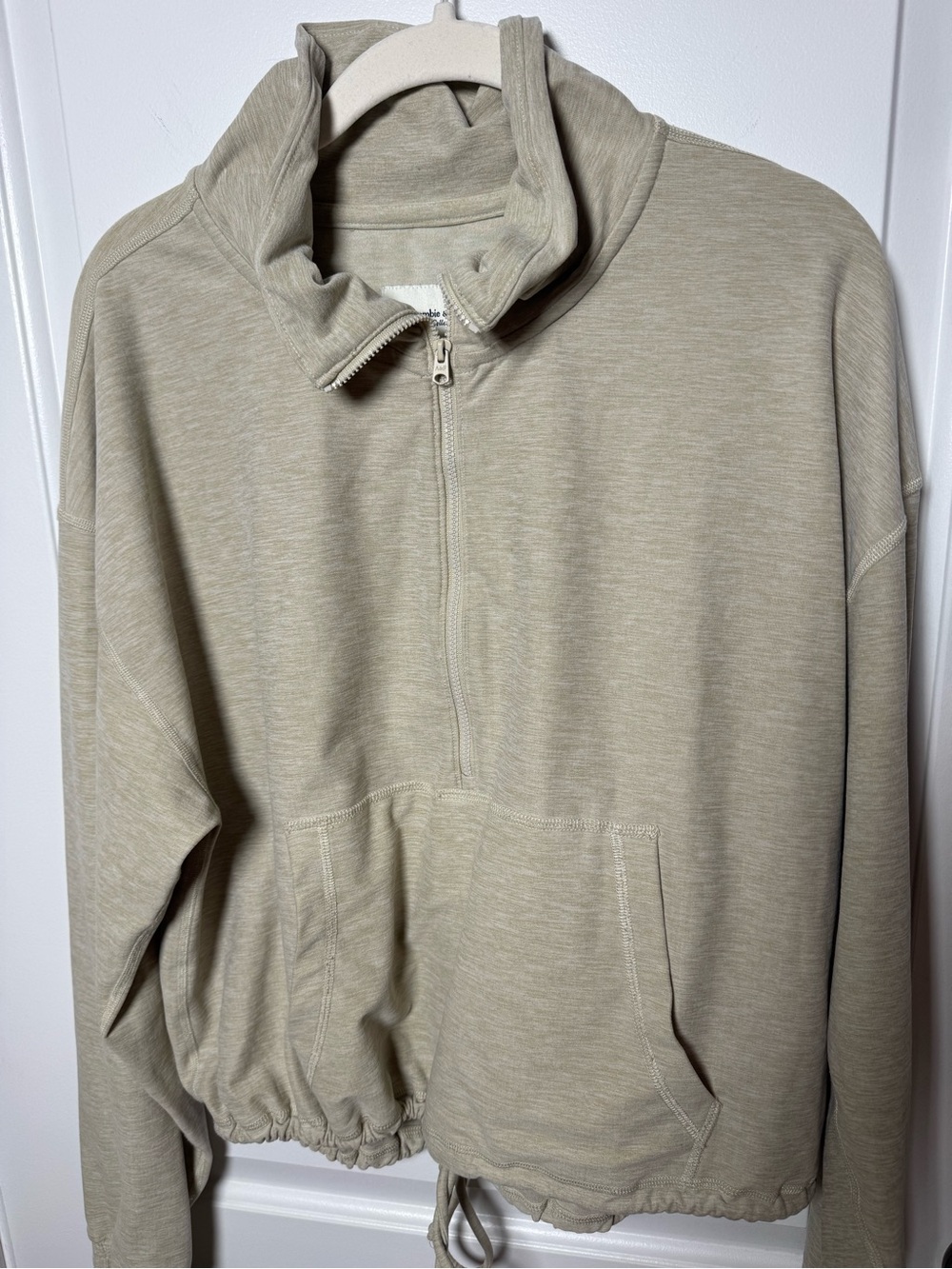 Abercrombie & Fitch Soft A&F Half-Zip Pullover Women’s Large Oatmeal